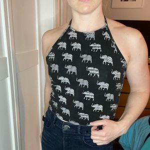 Reversible Elephant Print Halter Top